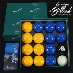 Billes Aramith 8 pool Ø50.8mm bleues et jaunes