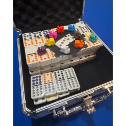 Domino Train Mexicain Double 12 – Coffret Aluminium – 91 Dominos