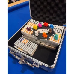 Domino Train Mexicain Double 12 – Coffret Aluminium – 91 Dominos