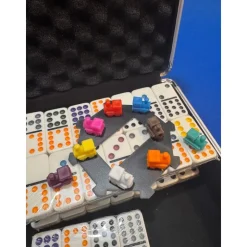 Domino Train Mexicain Double 12 – Coffret Aluminium – 91 Dominos