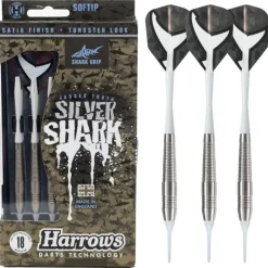 Fléchettes Harrows Silver Shark 18 GK – Pointe Nylon – Lot de 3