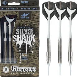 Fléchettes Harrows Silver Shark 18 GR Style A – Pointe Nylon – Lot de 3