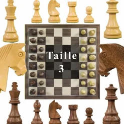 Jeu Échec Staunton 38cm Buis/Acacia Haut de Gamme en Bois Massif
