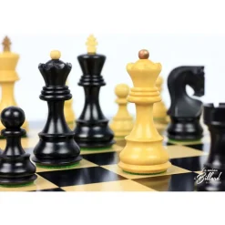 Jeu d’échecs Zagreb, 40 cm en Finition ébène et buis, marqueterie haut de gamme