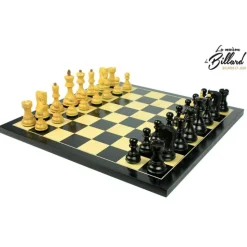 Jeu d’échecs Zagreb, 40 cm en Finition ébène et buis, marqueterie haut de gamme