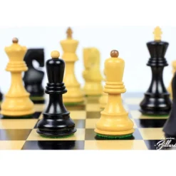 Jeu d’échecs Zagreb, 40 cm en Finition ébène et buis, marqueterie haut de gamme