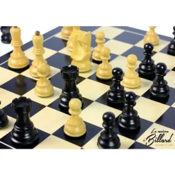 Jeu d’échecs Zagreb – 45 cm – Finition ébène et buis, marqueterie haut de gamme