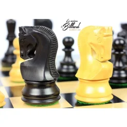 Jeu d’échecs Zagreb – 45 cm – Finition ébène et buis, marqueterie haut de gamme