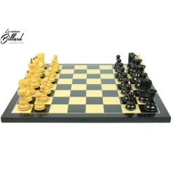 Jeu d’échecs Zagreb – 45 cm – Finition ébène et buis, marqueterie haut de gamme