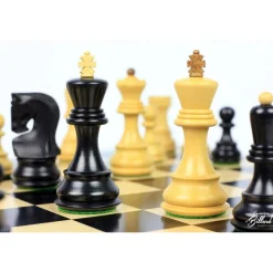 Jeu d’échecs Zagreb – 45 cm – Finition ébène et buis, marqueterie haut de gamme