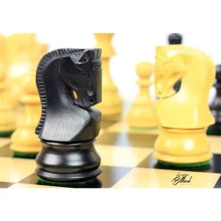 Jeu d’échecs Zagreb – 45 cm – Finition ébène et buis, marqueterie haut de gamme