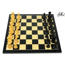 Jeu d’échecs Zagreb – 45 cm – Finition ébène et buis, marqueterie haut de gamme