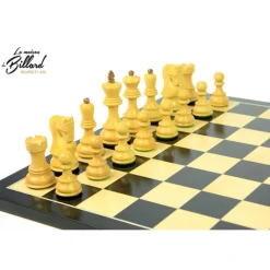 Jeu d’échecs Zagreb – 45 cm – Finition ébène et buis, marqueterie haut de gamme