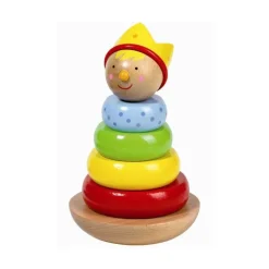 Jouet Culbuto en Bois avec Rondins d'Empilement et Tête de Petit Prince