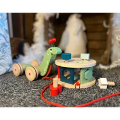 Jouet en bois bébé escargot à tirer