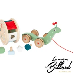 Jouet en bois bébé escargot à tirer