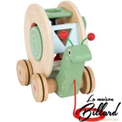 Jouet en bois bébé escargot à tirer