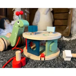 Jouet en bois bébé escargot à tirer