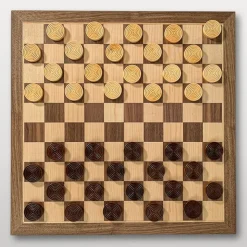 Le beau petit jeu de dames 29cm (personnalisable) Noyer et érable