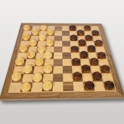 Le beau petit jeu de dames 29cm (personnalisable) Noyer et érable