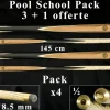 Lot de 4 queues de billard Lord-Cue Pool School