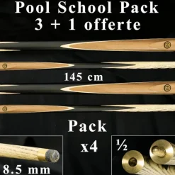 Lot de 4 queues de billard Lord-Cue Pool School