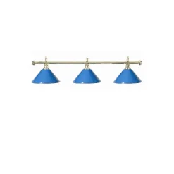 Luminaire 3 globes métal bleu barre laiton