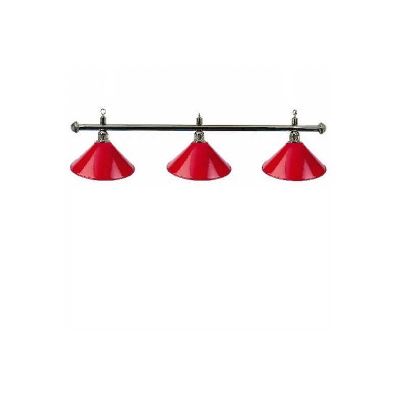 Luminaire 3 globes métal rouge barre chrome