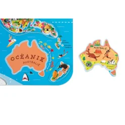 Puzzle en bois magnétique carte du monde