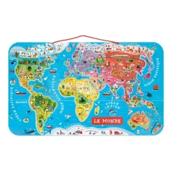 Puzzle en bois magnétique carte du monde
