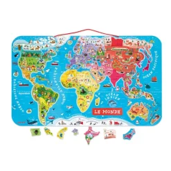 Puzzle en bois magnétique carte du monde