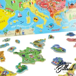 Puzzle magnétique carte d’Europe avec support en bois