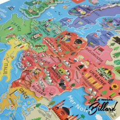 Puzzle magnétique carte d’Europe avec support en bois
