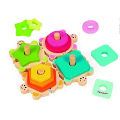 Tortues Puzzle Formes - Jouet en bois Éducatif pour Éveiller les Sens des Enfants