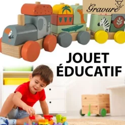 Train en bois bébé : un jeu de construction pour développer la motricité fine de votre enfant