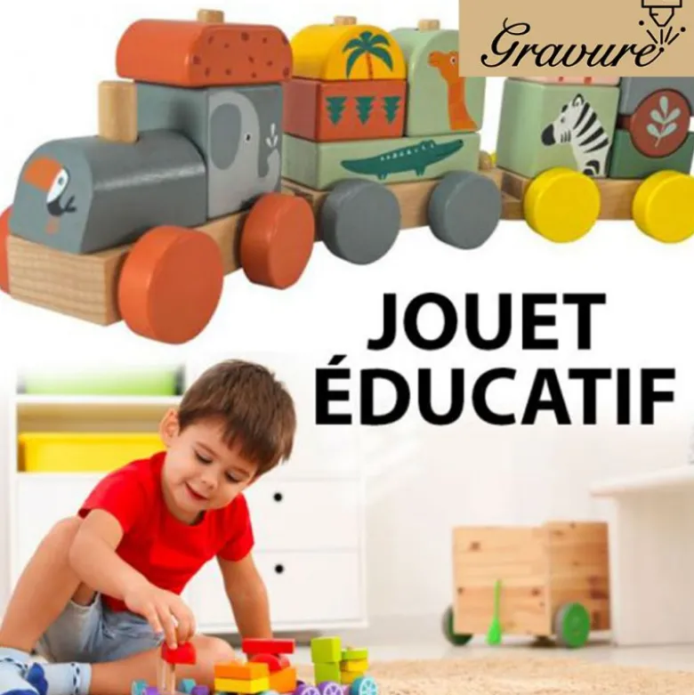 Train en bois bébé : un jeu de construction pour développer la motricité fine de votre enfant