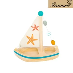 Voilier Aquatique - jouet de bain en bois premier âge